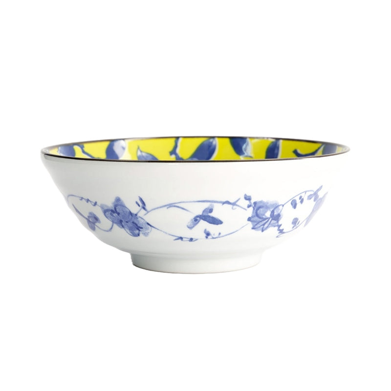 Blaue Blütenranken außen auf TSUBAKI Ramen-Schale von Tokyo Design
Original aus Japan