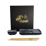 TOKUSA Sushi-Set 6-teilig von Tokyo Design für 2 Personen, original aus Japan, Porzellan, Braun-Weiß oder Blau-Weiß, im Geschenkkarton, Online-Shop Home-and-Kitchen.de