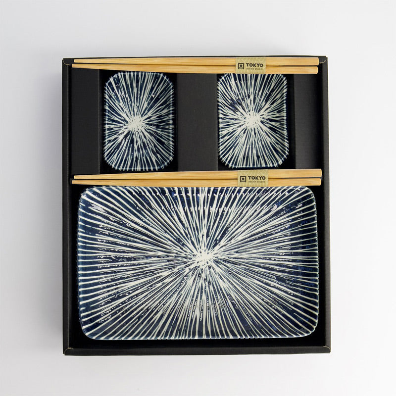 Wird geliefert im Geschenkkarton, das TOKUSA Sushi-Set 6-teilig von Tokyo Design für 2 Personen, original aus Japan, Porzellan, Farben: Braun, Weiß oder Blau, Weiß, Online-Shop Home-and-Kitchen.de