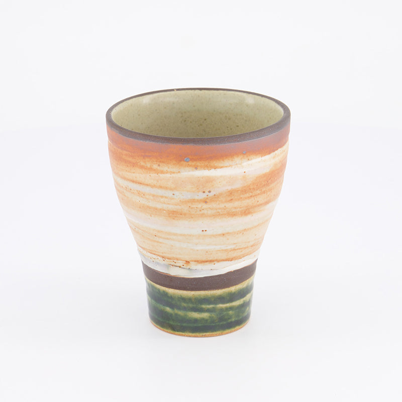 Mit buntem Streifenmuster: von Tokyo-Design: SHINO ORIBE Teebecher, Steingut, Höhe 10,5 cm, Ø 8,5 cm / Volumen 240 ml, Online-Shop Home-and-Kitchen.de