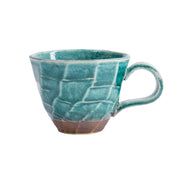 SMARAGD Henkeltasse von Tokyo Design, Porzellan, fühlbares Relief in Kästchenoptik, auch als Kaffeetasse nutzbar, Höhe 9,5 cm / Ø 7,5 cm (Breite mit Henkel: 12,5 cm) , Volumen 200 ml