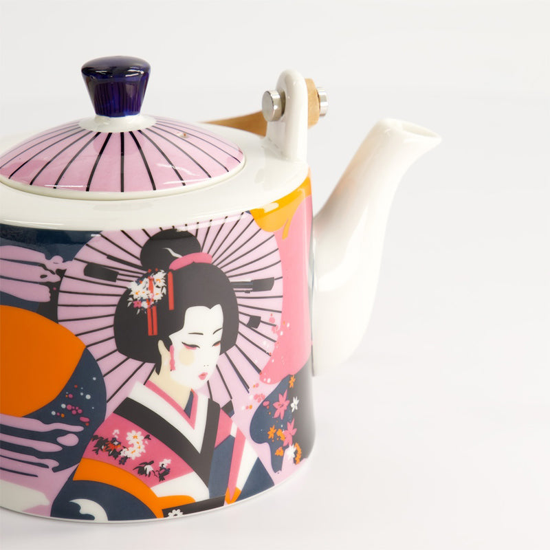 Farbenfrohe KAWAII MAIKO Teekanne von Tokyo Design, mit weißem Ausgießer, 
Online-Shop Home-and-Kitchen.de
