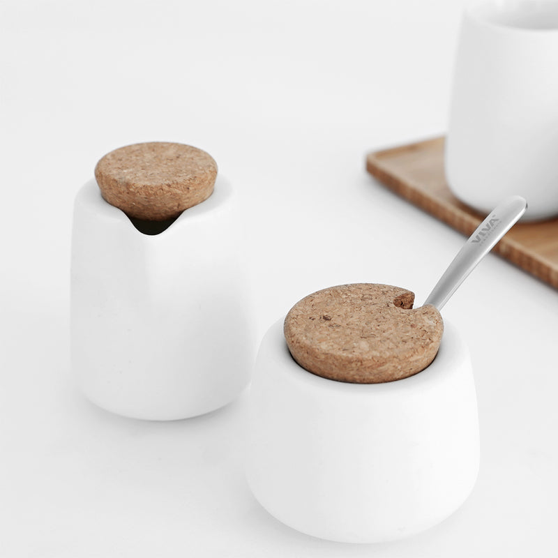 Korkdeckel auf Zuckerdose und Milchkännchen NICOLA 5-teiliges Set  von Viva Scandinavia. Online-Shop Home-and-Kitchen.de
