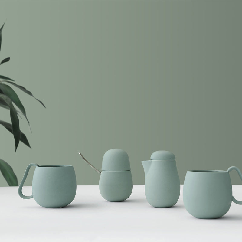 NINA 5-teiliges Milch- und Zucker-Set von Viva Scandinavia, in der Farbe  Peppermint, Porzellan, mit den passenden Tassen aus der gleichen Serie. Online-Shop Home-and-Kitchen.de
