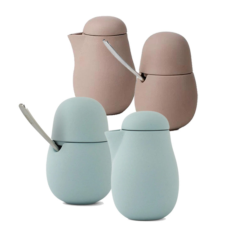 NINA 5-teiliges Milch- und Zucker-Set von Viva Scandinavia, in den Farben  Powder-Brown oder Peppermint, aus Porzellan, Online-Shop Home-and-Kitchen.de
